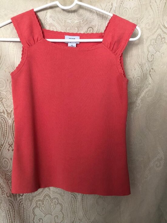 Ann Taylor LOFT Tops - Ann Taylor LOFT, Orange, scallop trim neck and straps, Tank top, Sz: XS